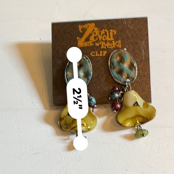 Zevar by Treska funky earrings brand new. Clip on - Picture 5 of 5